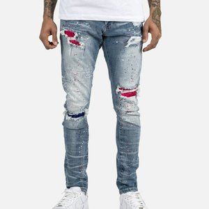 MK Makobi Ripped Paint Splatter Jeans